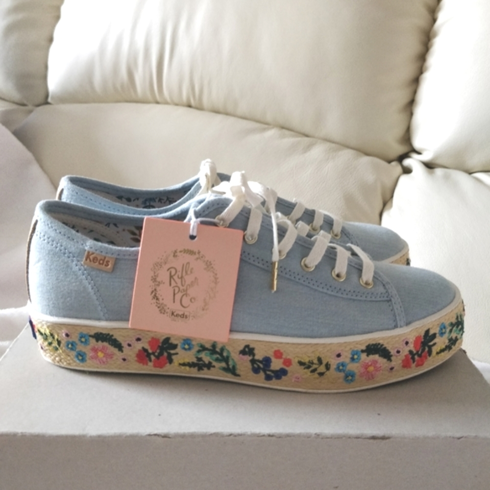 Keds x Rifle Paper Co. Triple Decker Rosalie Embroidered Sneakers
